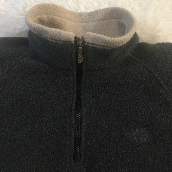 The North Face Mens Pullover Jacket Polartec Fleece Dark Gray Beige Medium - Picture 6 of 12
